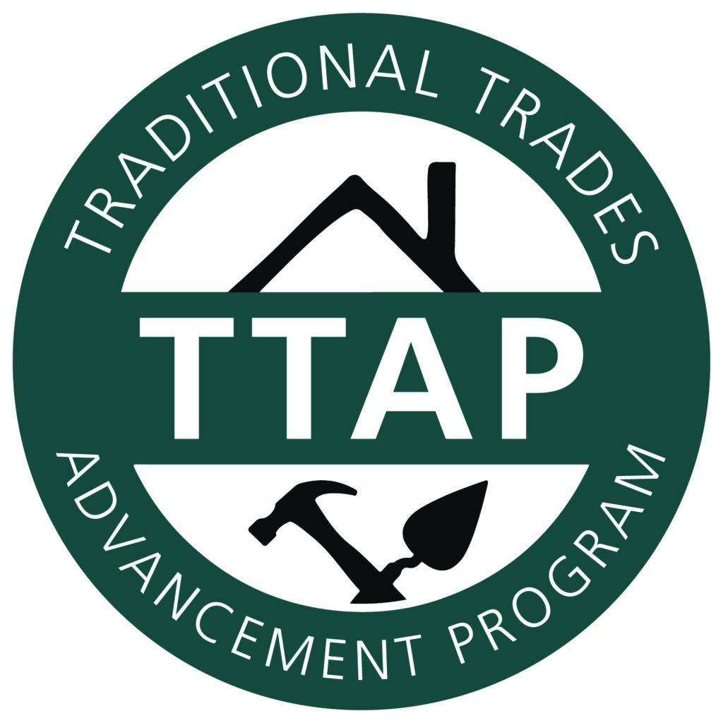 Traditional Trades Advancement Program logo, featuring a hammer and trowel.